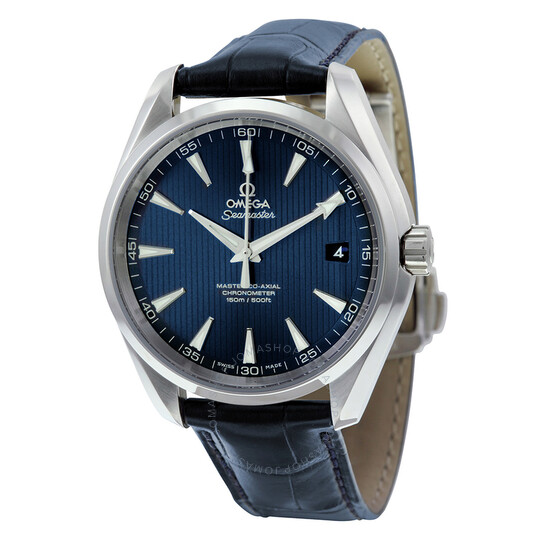 Omega Aqua Terra Blue Dial Blue Leather Men’s Watch 23113422103001