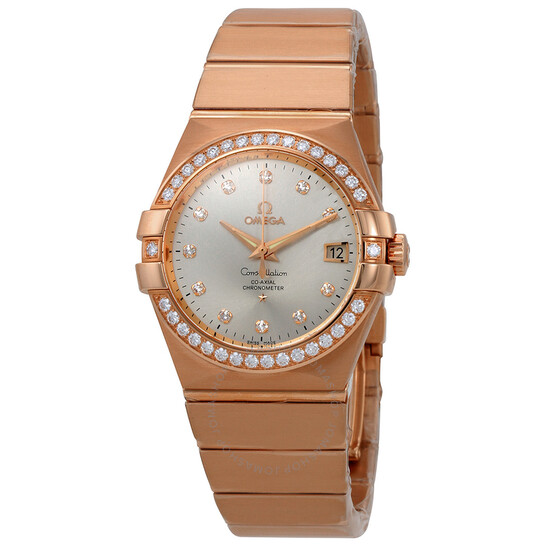 Omega Constellation 18kt Rose Gold Automatic Silver Dial Ladies Watch 123.55.35.20.52.001