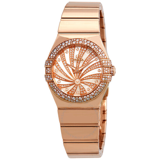 Omega Constellation 18kt Rose Gold Mother of Pearl Diamond Dial Ladies Watch 123.55.27.60.55.013