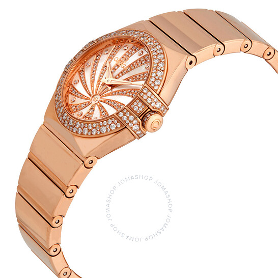 Omega Constellation 18kt Rose Gold Mother of Pearl Diamond Dial Ladies Watch 123.55.27.60.55.013