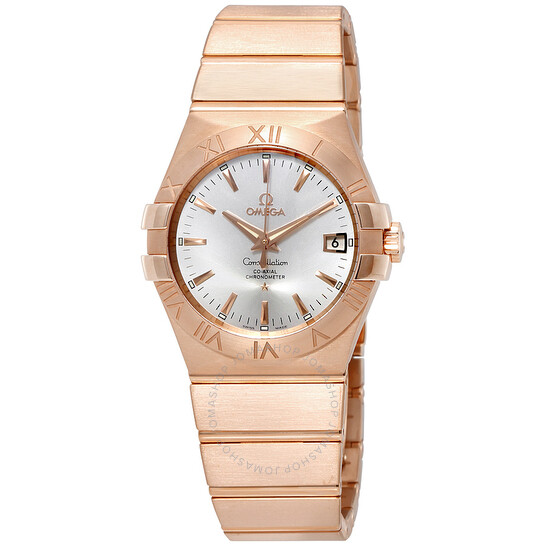 Omega Constellation Automatic 18kt Rose Gold Silver Dial Ladies Watch 123.50.35.20.02.001