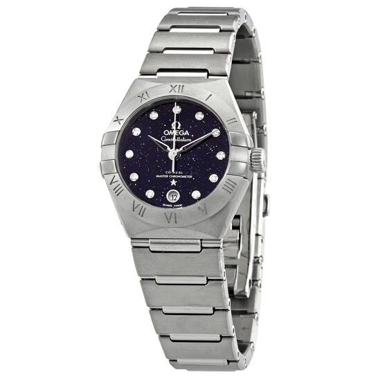 Omega Constellation Automatic Blue Aventurine Glass Diamond Dial Ladies Watch 131.10.29.20.53.001