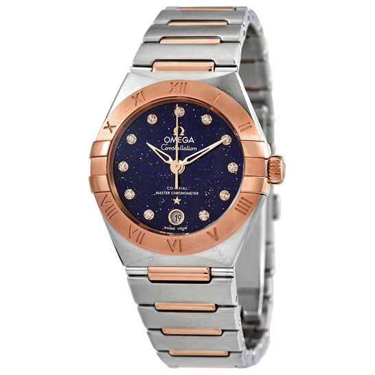 Omega Constellation Automatic Blue Aventurine Glass Diamond Dial Ladies Watch 131.20.29.20.53.002