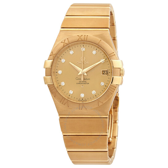 Omega Constellation Automatic Chronometer Diamond Champagne Dial Ladies Watch 123.50.35.20.58.001