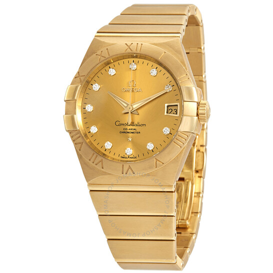 Omega Constellation Automatic Chronometer Diamond Champagne Dial Ladies Watch 123.50.38.21.58.001