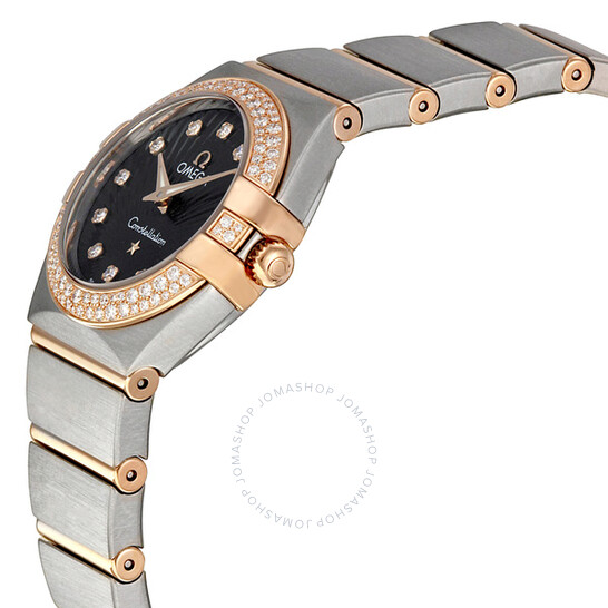 Omega Constellation Blue Dial Steel and Rose Gold Diamond Ladies Watch 12325246053001