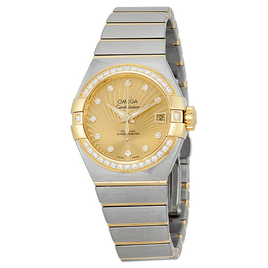 Omega Constellation Champagne Diamond Dial Steel and 18kt Yellow Gold Ladies Watch 12325272058001