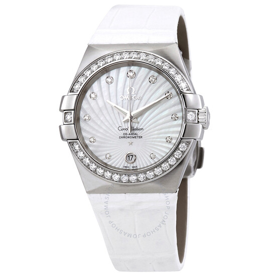 Omega Constellation Co-Axial Automatic Chronometer Diamond White Mother of Pearl Dial Ladies Watch 123.18.35.20.55.001