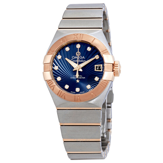 Omega Constellation Co-Axial Blue Diamond Dial Ladies Watch 123.20.27.20.53.001