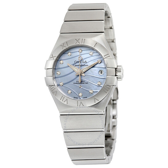 Omega Constellation Co-Axial Blue Mother of Pearl Diamond Dial Ladies Watch 123.10.27.20.57.001