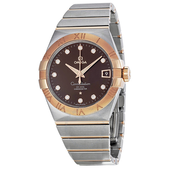 Omega Constellation Co-Axial Brown Diamond Dial Two Tone Unisex Watch 123.20.38.