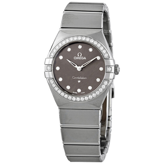 Omega Constellation Manhattan Quartz Diamond Grey Dial Ladies Watch 131.15.28.60.56.001