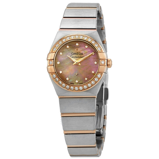 Omega Constellation Natural Gold Mother of Pearl Diamond Dial Ladies Watch 12325246057002