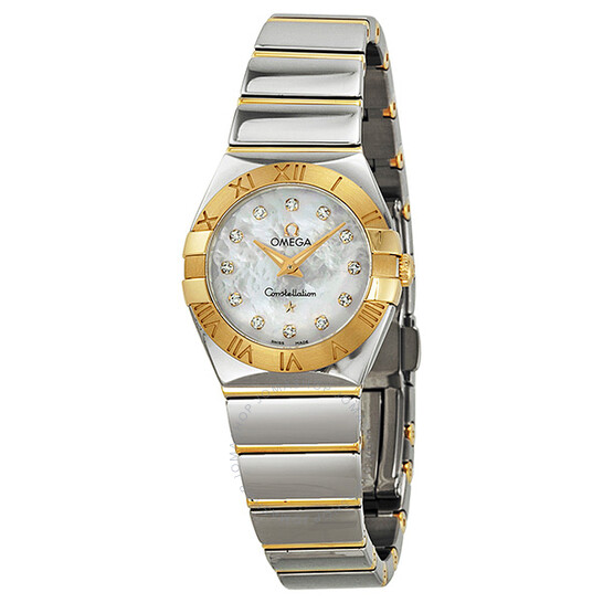 Omega Constellation Polished Quartz White Mother-of-Pearl Ladies Watch 12320246055004