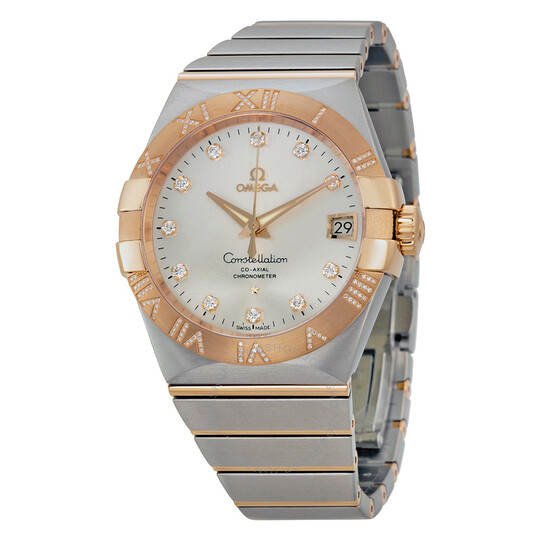 Omega Constellation Silver Dial Rose Gold and Steel Diamond Men’s Watch 12325382152003