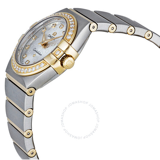 Omega Constellation Silver Diamond Brushed Solid 18kt Gold with Steel Ladies Watch 123.25.27.60.52.002