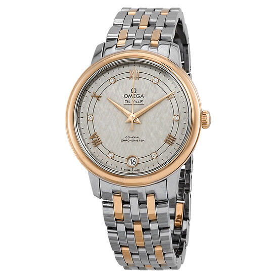 Omega De Ville Automatic Ivory Silvery Diamond Dial Ladies Watch 424.20.33.20.52.003