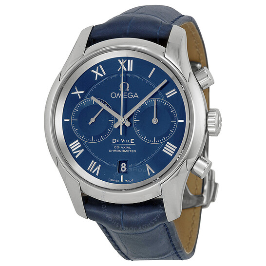 Omega De Ville Blue Dial Blue Leather Men’s Watch 43113425103001