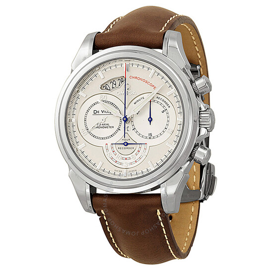 Omega De Ville Co-Axial Chronoscope Silver Dial Stainless Steel Brown Leather Men’s Watch 4850.30.37