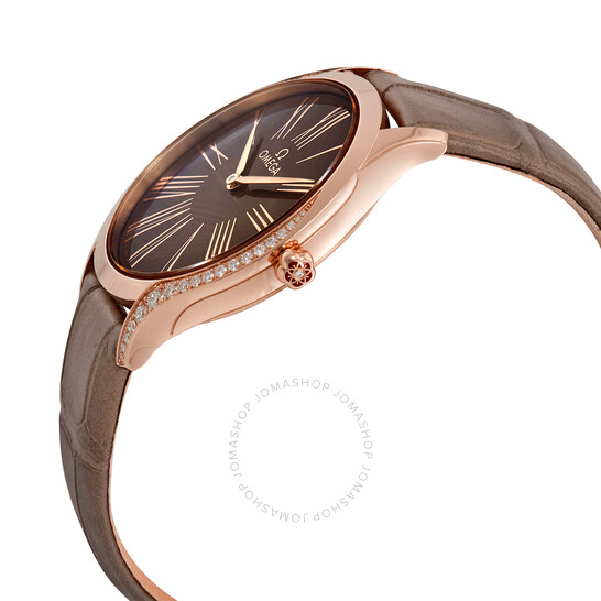 Omega De Ville Diamond Taupe Brown Dial 18kt Rose Gold Ladies Watch 428.58.36.60.13.001