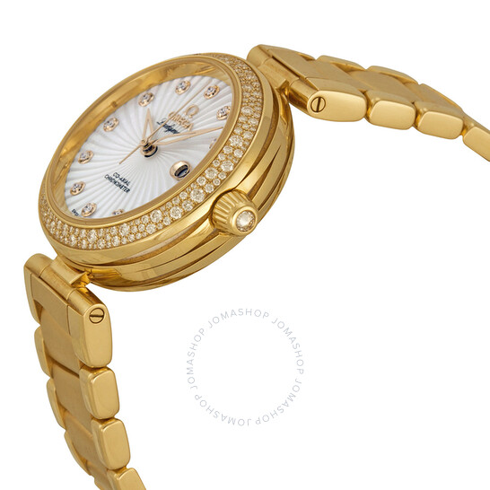 Omega De Ville Ladymatic Mother of Pearl Dial 18kt Yellow Gold Diamond Ladies Watch 42565342055002