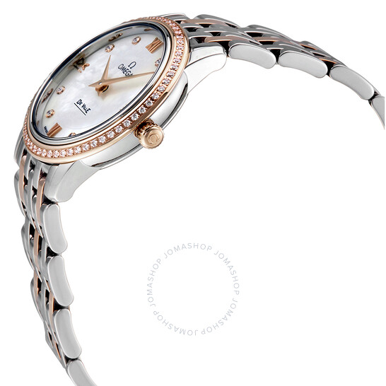 Omega De Ville Perstige Mother of Peal Diamond Dial Ladies Watch 42425276055002