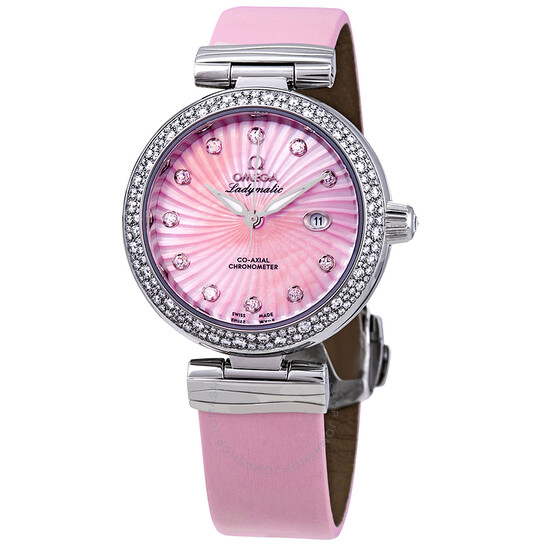 Omega De Ville Pink Mother of Pearl Diamond Dial Ladies Watch 425.37.34.20.57.001