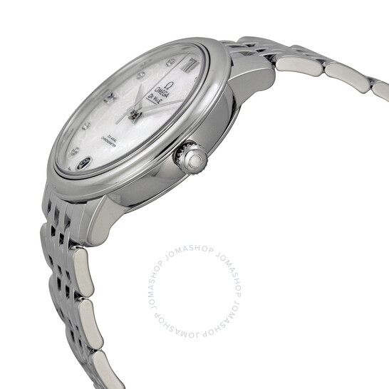 Omega De Ville Prestige  Automatic White Mother of Pearl Diamond Dial Stainless Steel Ladies Watch 42410332055001