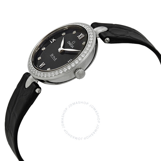 Omega De Ville Prestige Black Dial Black Leather Quartz Ladies Watch 424.18.27.60.51.001