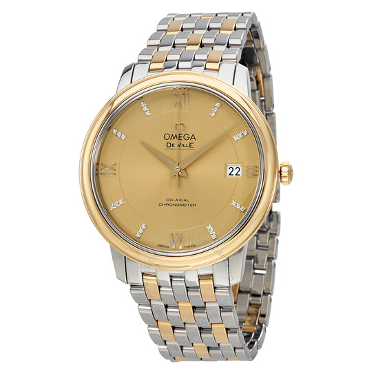 Omega De Ville Prestige Champagne Dial Stainless Steel and 18kt Gold Men’s Watch 424.20.37.20.58.001