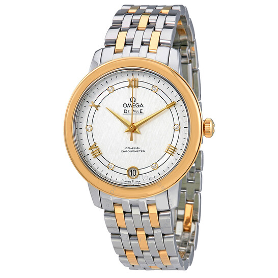 Omega De Ville Prestige Co-Axial Silver Diamond Dial Ladies Watch 424.20.33.20.52.001