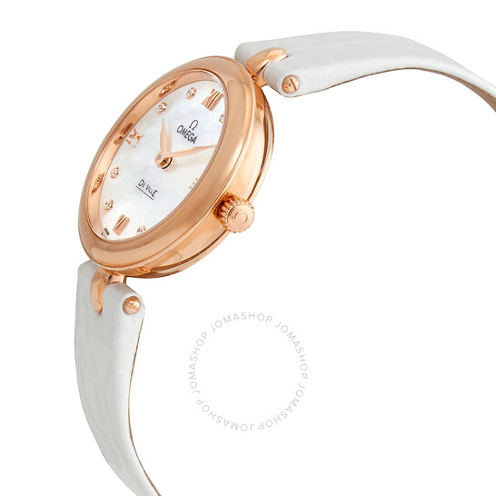 Omega De Ville Prestige Dewdrop Mother of Pearl Diamond Dial 18kt Rose Gold Ladies Watch 42453276055002