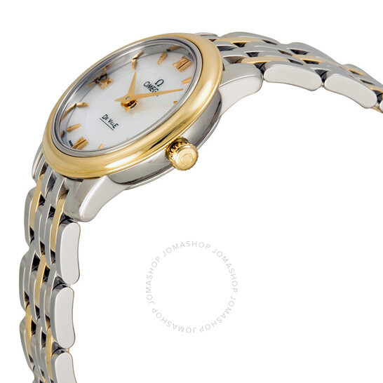 Omega De Ville Prestige Mother of Pearl Dial Stainless Steel and 18kt Yellow Gold Ladies Watch 42420246005001