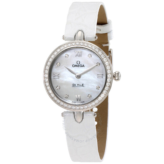 Omega De Ville Prestige Mother of Pearl Diamond Dial Ladies Watch 424.18.27.60.55.001