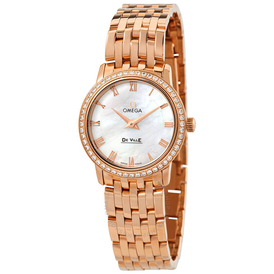 Omega De Ville Prestige Quartz Diamond White Mother of Pearl Dial Ladies Watch 413.55.27.60.05.002