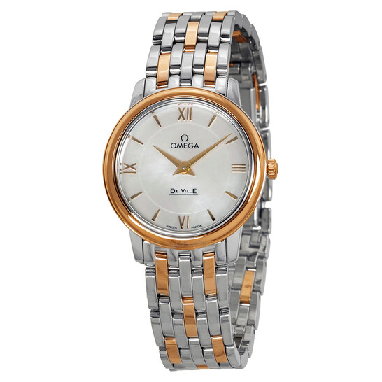 Omega De Ville Prestige Quartz White Mother of Pearl Dial Ladies Watch 424.20.27.60.05.002