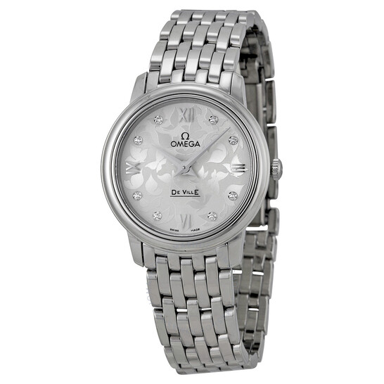 Omega De Ville Prestige Silver Diamond Dial Ladies Watch 42410276052001