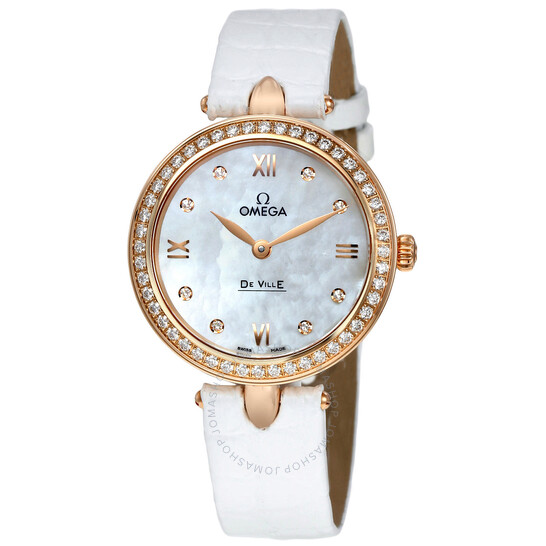 Omega De Ville Prestige White Mother of Pearl Dial Ladies Watch 424.58.27.60.55.002