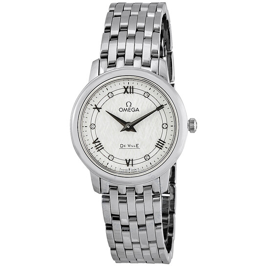 Omega De Ville Prestige White Silvery Diamond Dial Ladies Watch 424.10.27.60.52.002