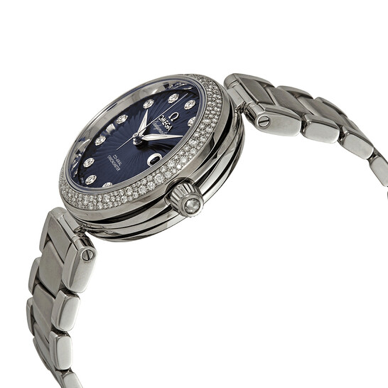 Omega De Ville Shaded Blue Diamond Dial Automatic Ladies Watch 425.35.34.20.56.001