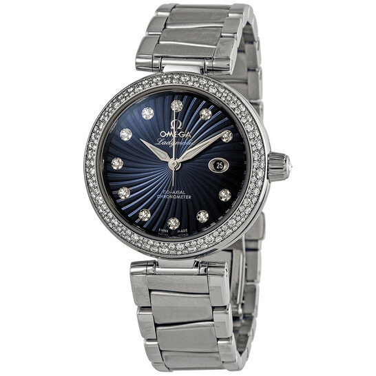 Omega De Ville Shaded Blue Diamond Dial Automatic Ladies Watch 425.35.34.20.56.001