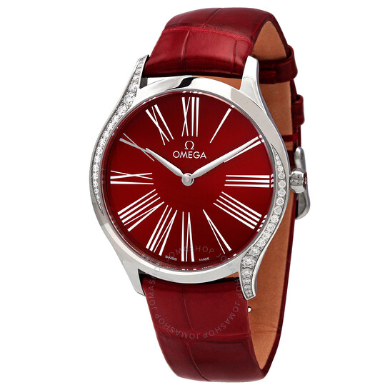 Omega De Ville Tresor Quartz Red Dial Ladies Watch 428.18.36.60.11.002