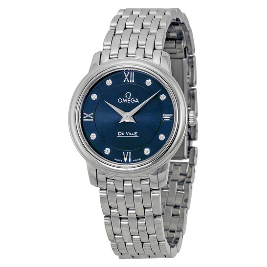 Omega DeVille Prestige Blue Diamond Dial Ladies Watch 42410276053001