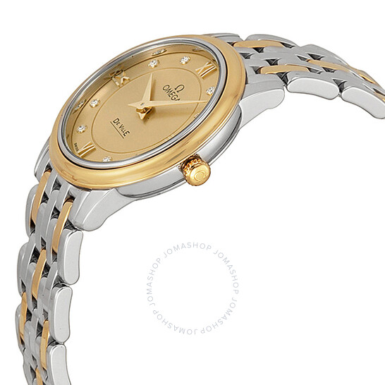 Omega Deville Prestige Champagne Diamond Dial Steel and Yellow Gold Ladies Watch 424.20.27.60.58.001