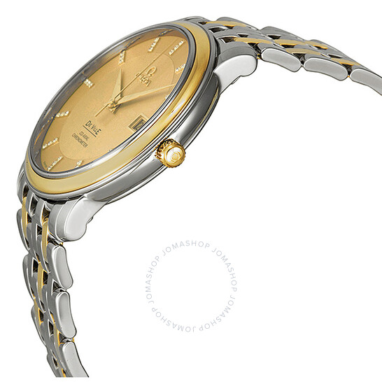 Omega DeVille Prestige Champagne Diamond Dial Steel and Yellow Gold Men’s Watch 4374.15