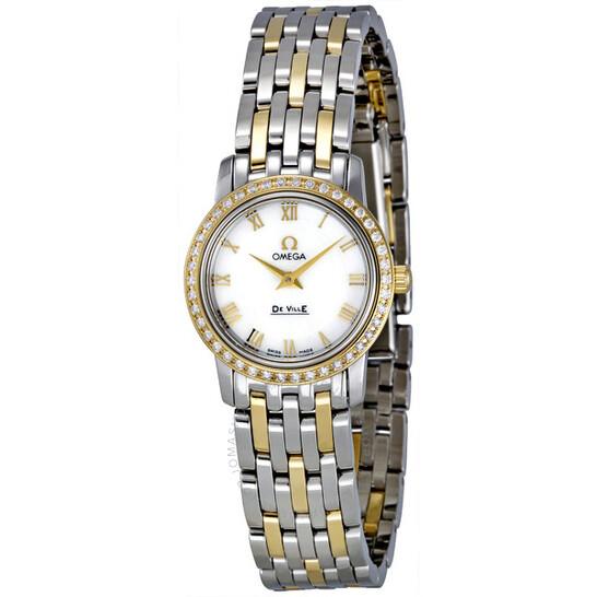 Omega DeVille Prestige Mother of Pearl Dial Steel and 18k Yellow Gold Ladies Watch 4375.71