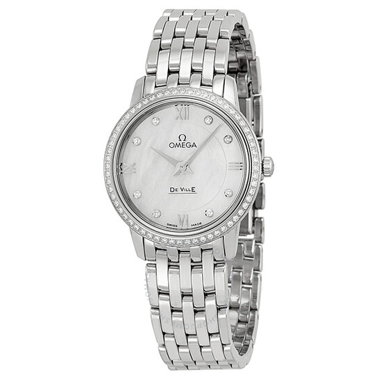 Omega DeVille Prestige Mother of Pearl Diamond Ladies Watch 42415276055001