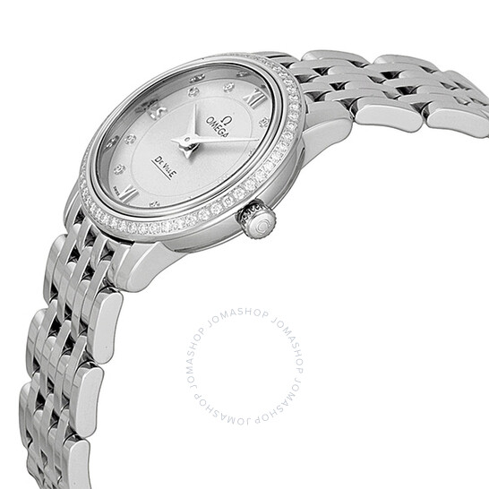 Omega DeVille Prestige Silver Diamond Dial Stainless Steel Ladies Watch