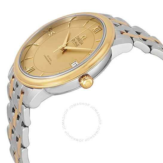 Omega DeVille Prestige Steel & 18kt Yellow Gold Champagne Dial Unisex Watch 42420372008001