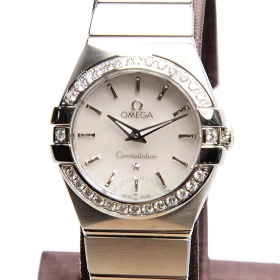 Omega Quartz Diamond Mother of Pearl Dial Ladies Watch 123.15.24.60.05.001